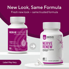 NERVE RENEW benfotiamine close-up emphasizing supportive nerve function.