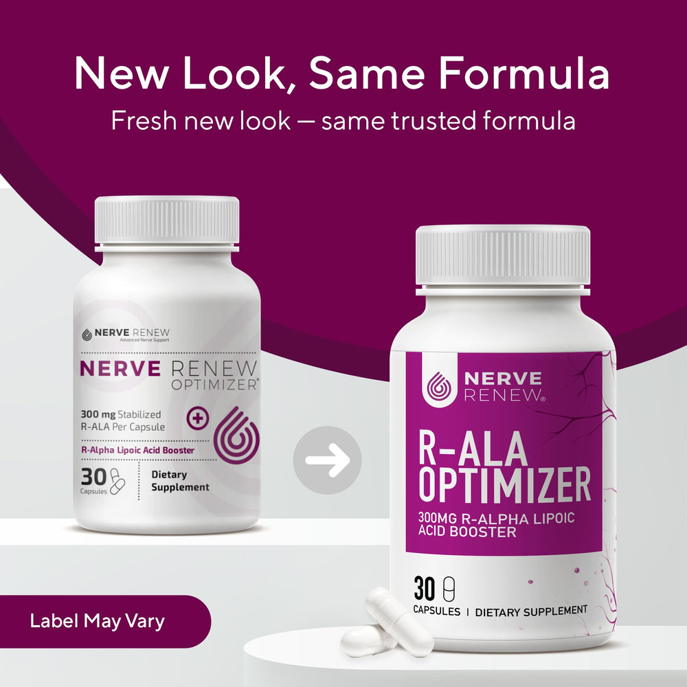 NERVE RENEW Optimizer bottle label detail provides clear dosage for consistent use.