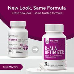 NERVE RENEW Optimizer bottle label detail provides clear dosage for consistent use.