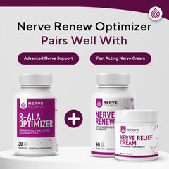 NERVE RENEW Optimizer box and bottle together suggest complete 3-pack convenience.