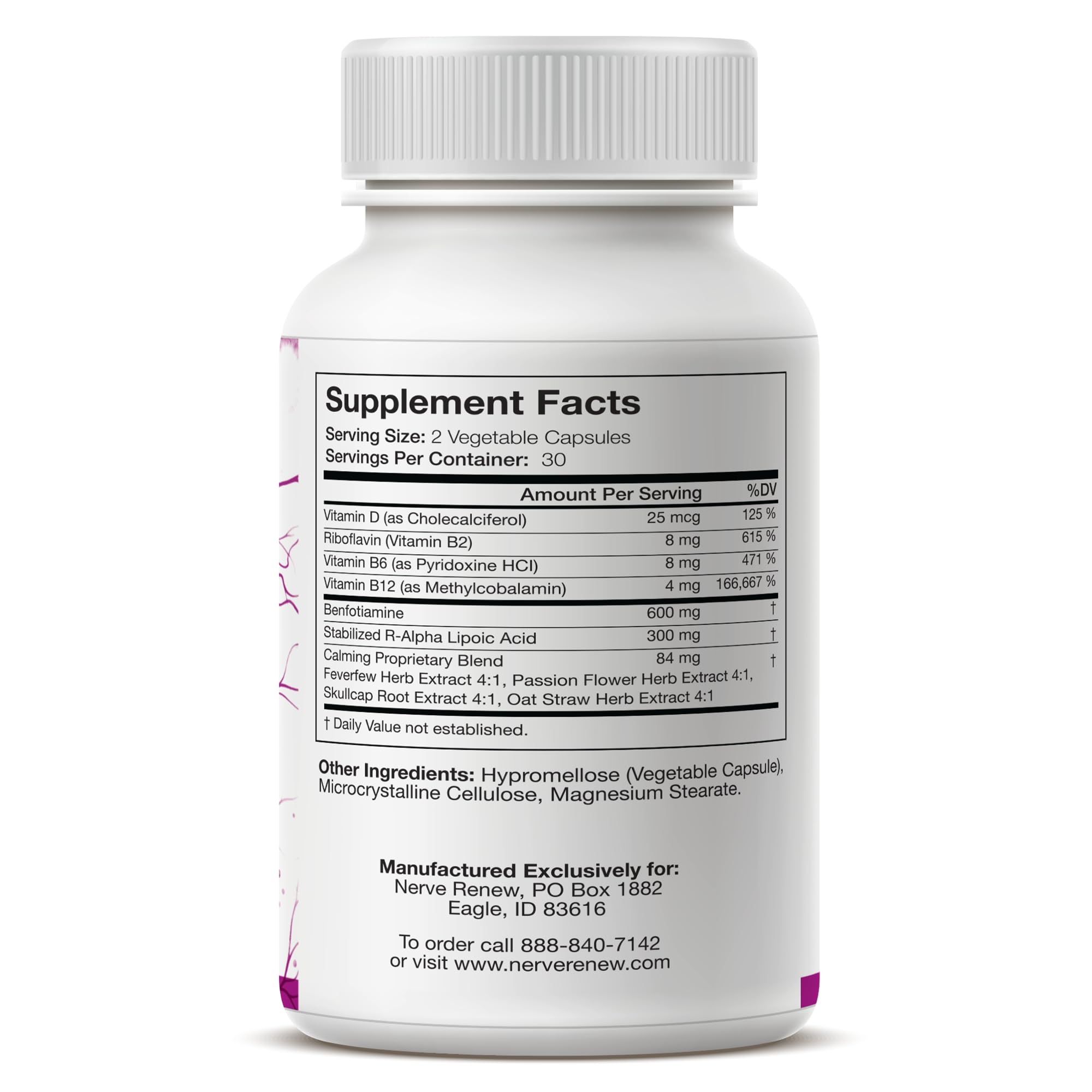 NERVE RENEW stabilized R-ALA capsule close-up highlighting enhanced absorption.