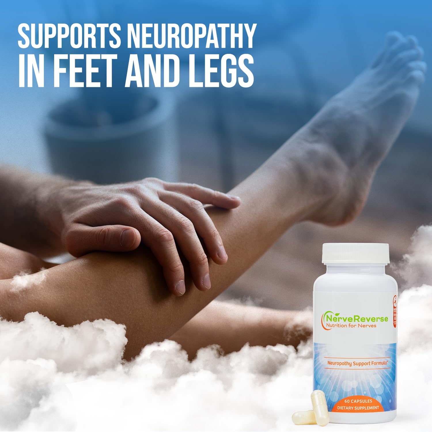 NerveReverse Nutrition bottle side reveals dosage details for consistent daily use.