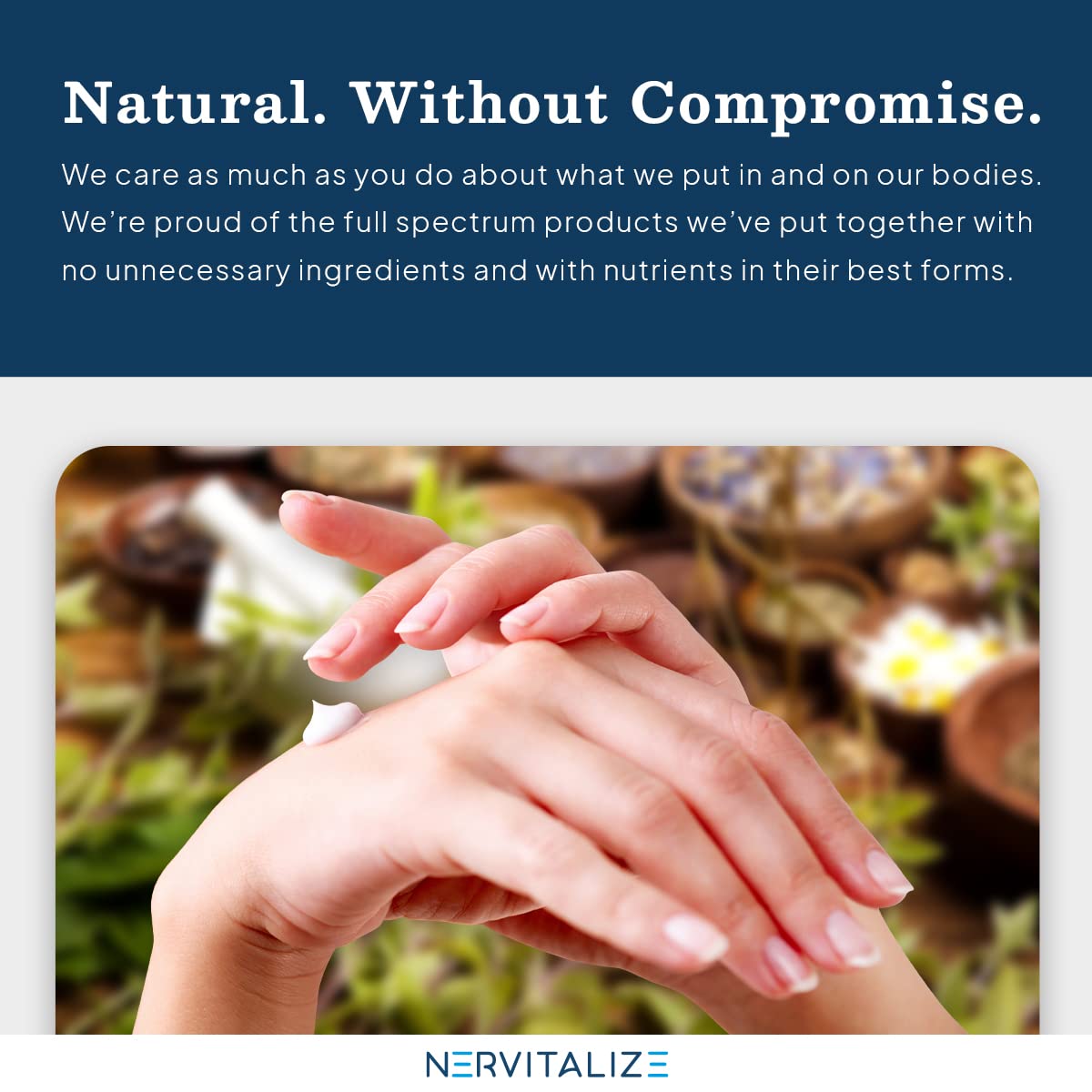 Nervitalize cream being massaged into skin shows smooth absorption
