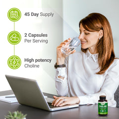 Nested Naturals Choline Bitartrate capsules pack highlighting vegan, non-GMO formula