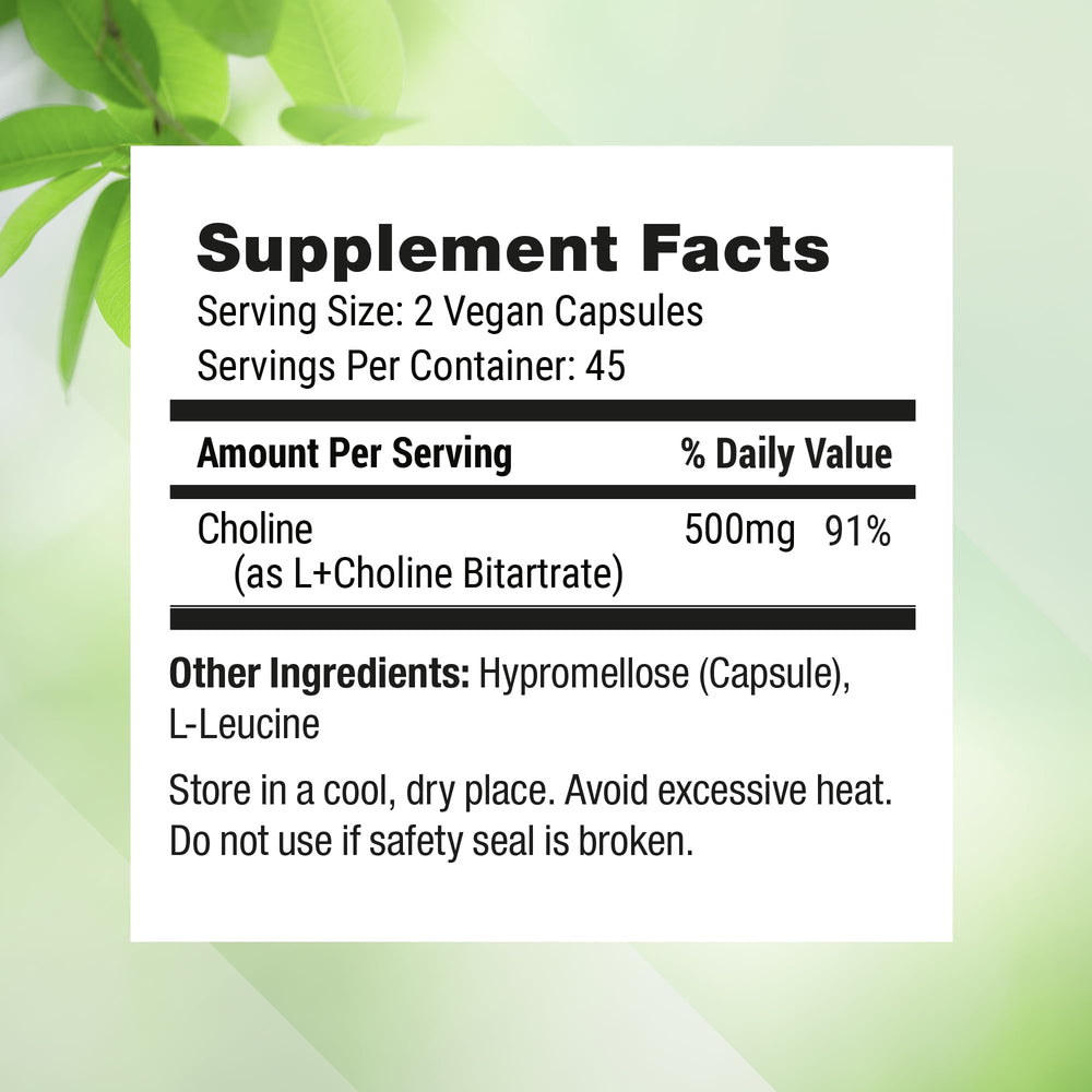 Nested Naturals Choline Bitartrate vegan capsules for daily energy