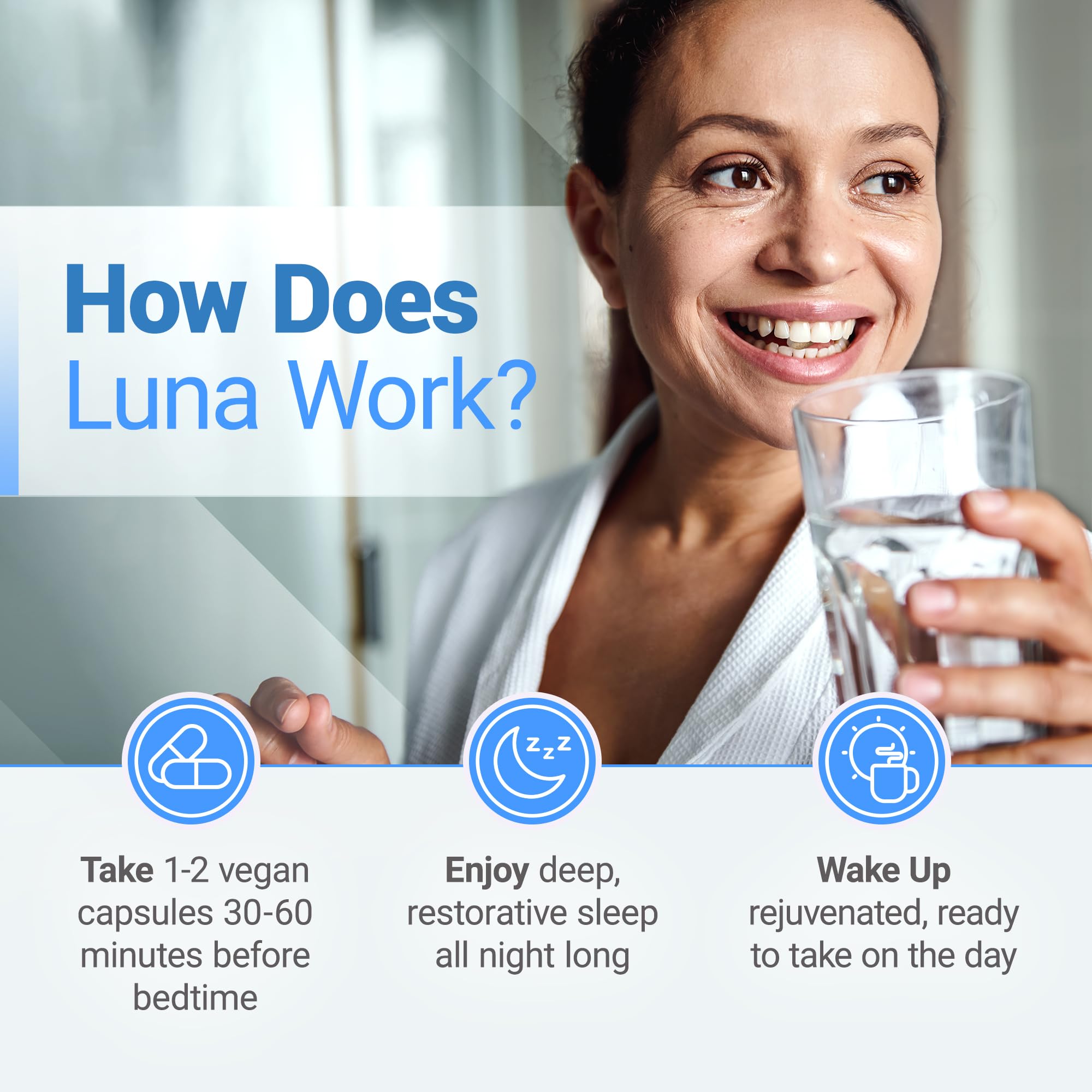 Nested Naturals Luna Melatonin-Free bottle label close-up highlights key botanicals.