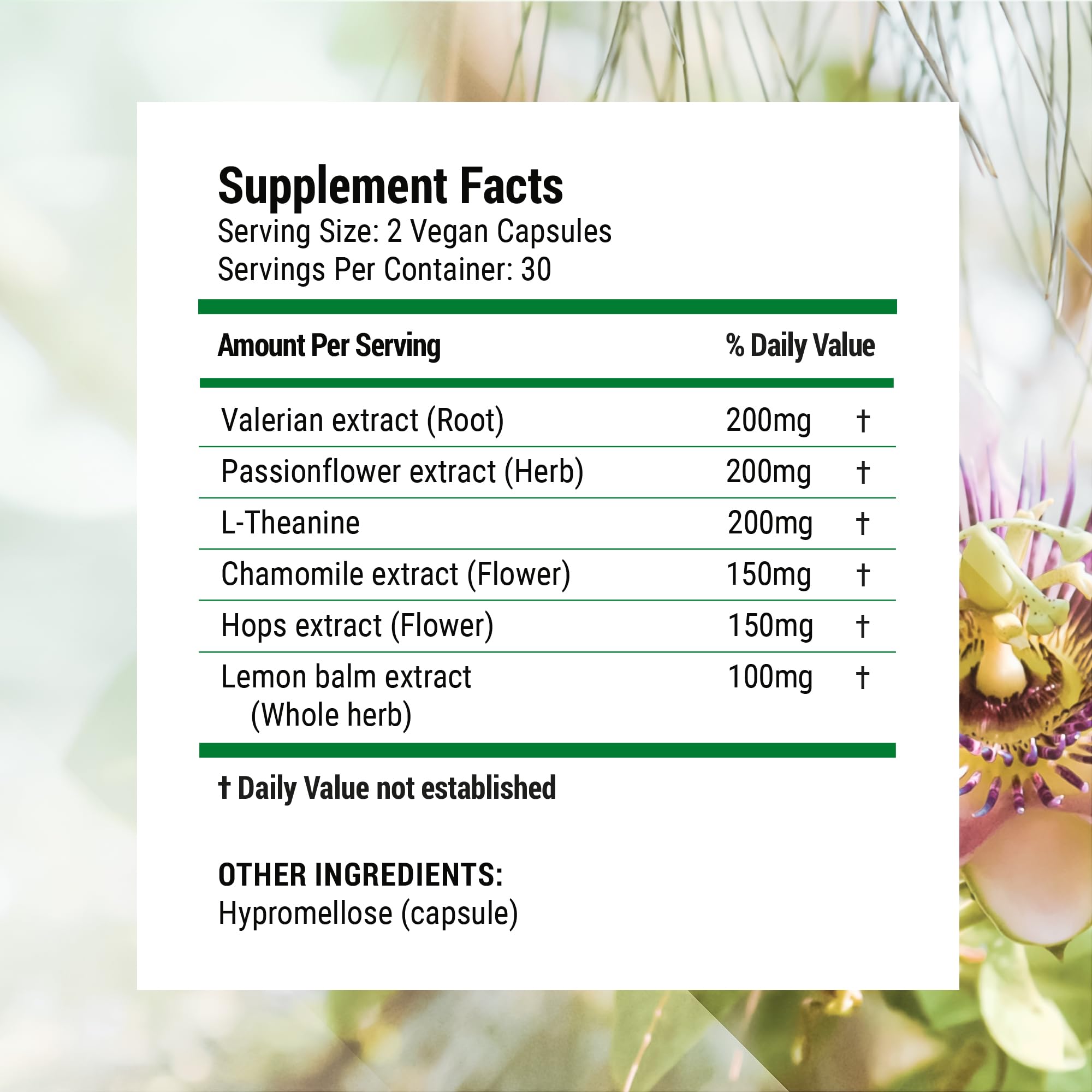 Nested Naturals Luna Melatonin-Free bottle valerian extract close-up signaling relaxation before bed.