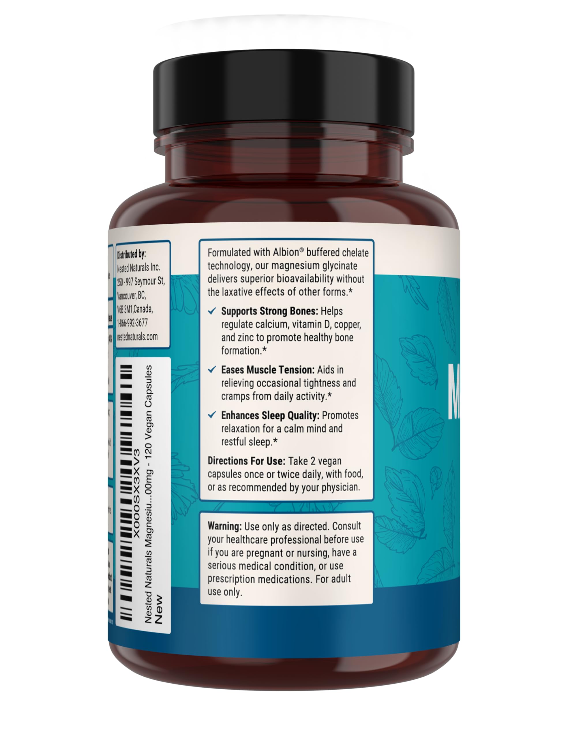 Person takes Nested Naturals magnesium with water for nightly relaxation.