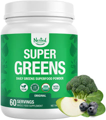 Nested Naturals Super Greens bottle front view for daily wellness support