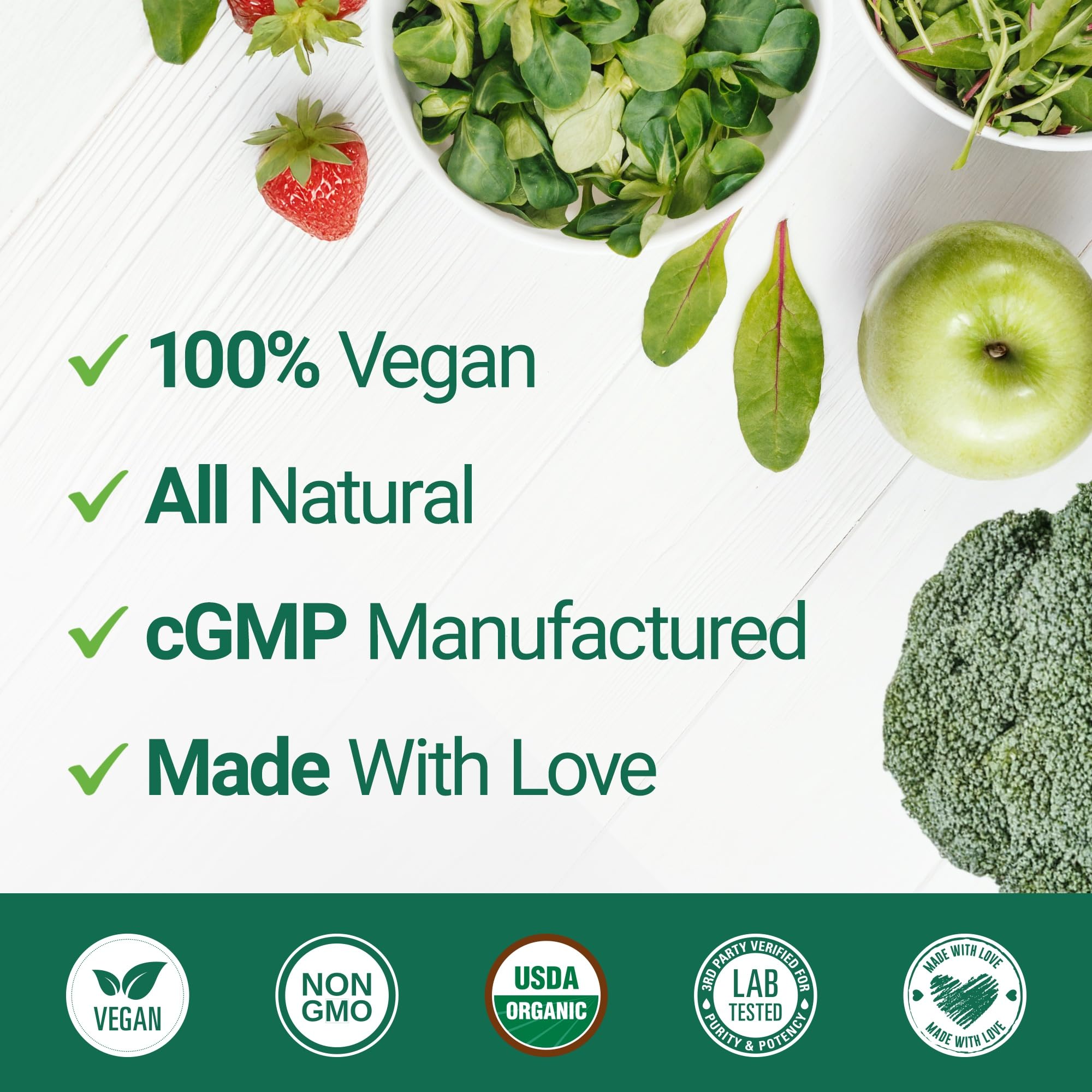 A glass of Nested Naturals Super Greens daily-use shake illustrates quick morning nourishment.