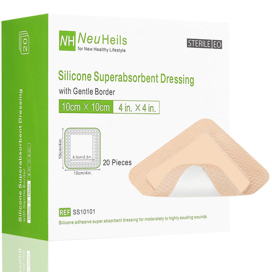 NeuHeils silicone dressing with gentle adhesive close-up for painless changes.