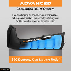 NEUMASSAGE five pressure settings allow tailored compression for comfort and recovery.