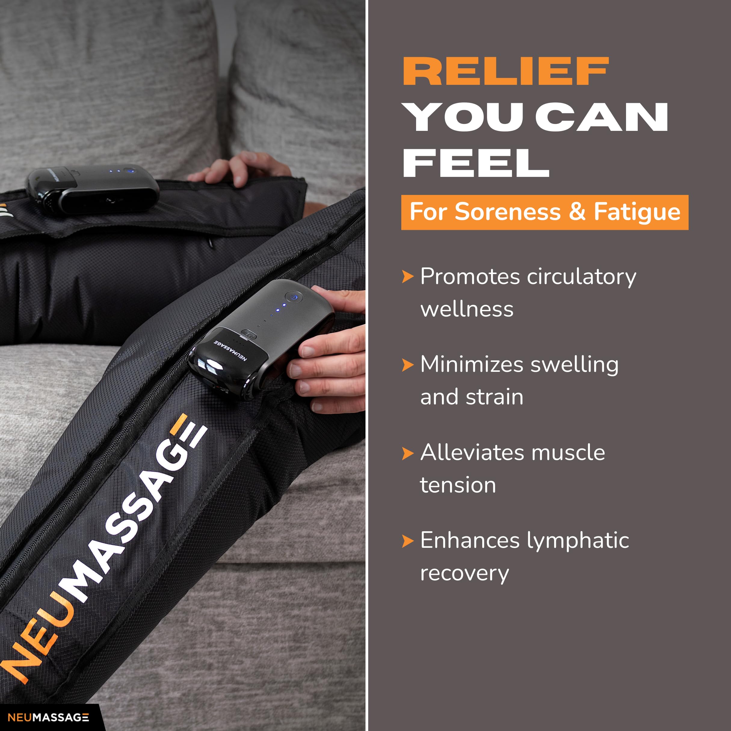 NEUMASSAGE quiet air pump operates with minimal noise during use.