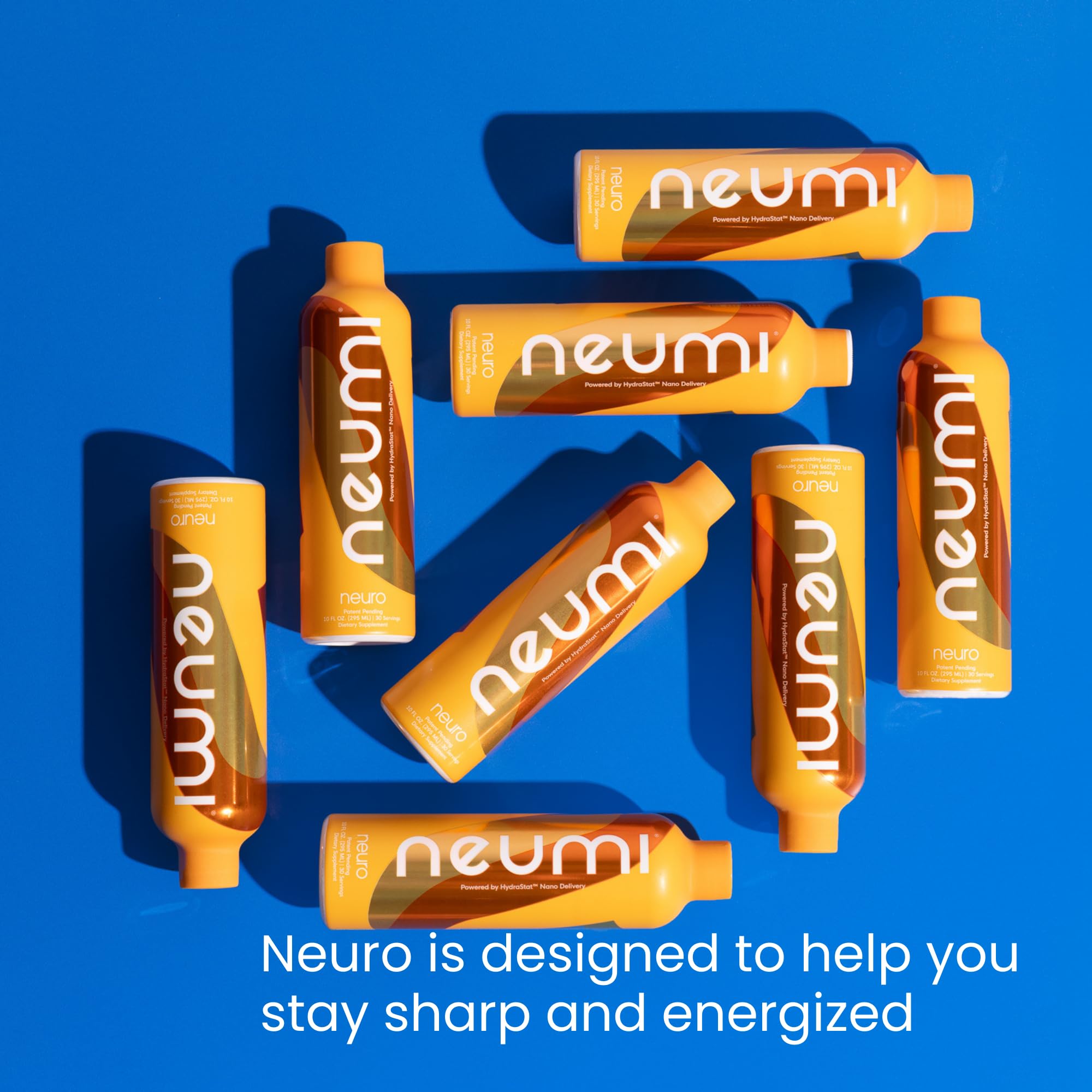 Neumi Neuro bottle beside laptop, suggesting alertness and productivity.