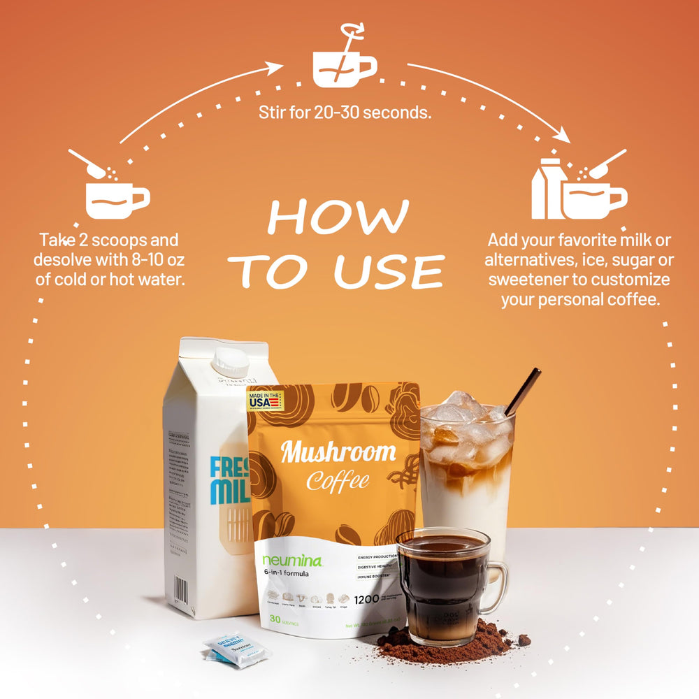 NEUMINA Mushroom Coffee glass with ice demonstrates versatile serving