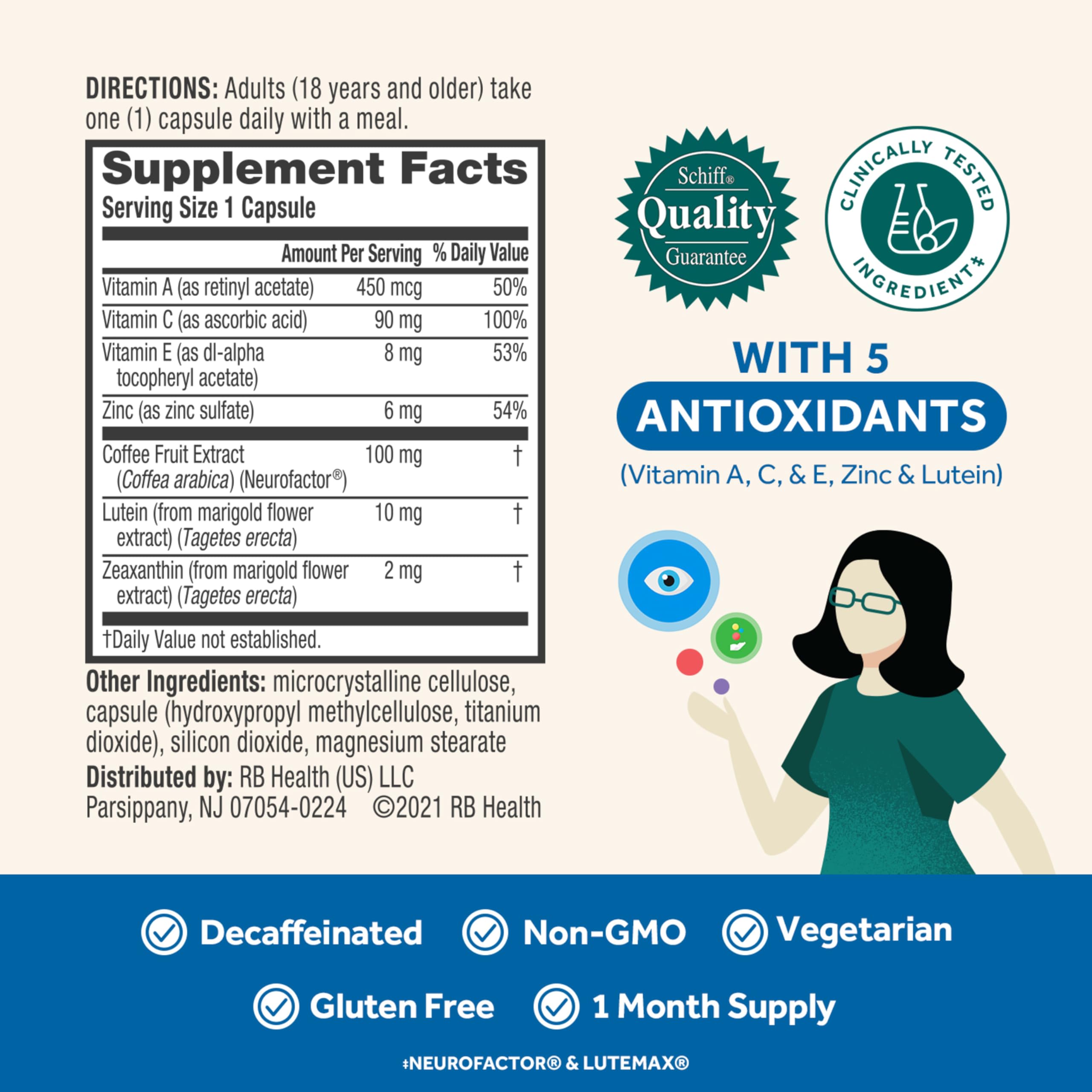 NEURIVA product label showing ingredients for eye health and focus.