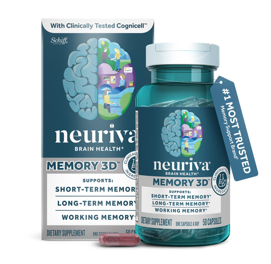 Neuriva Memory 3D bottle with capsules for daily memory support.