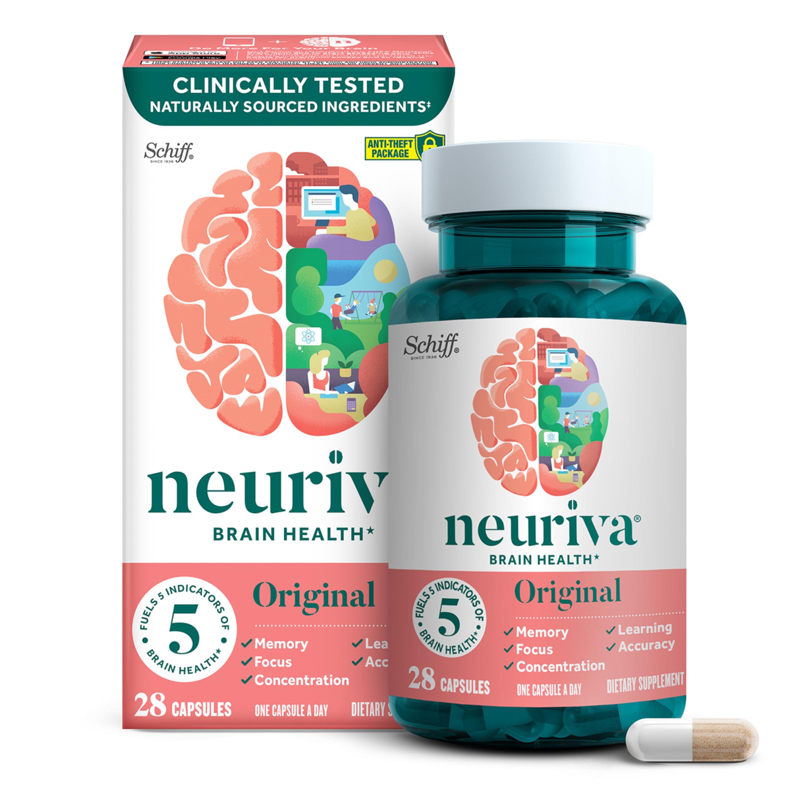 NEURIVA Original bottle with capsules for daily focus support.