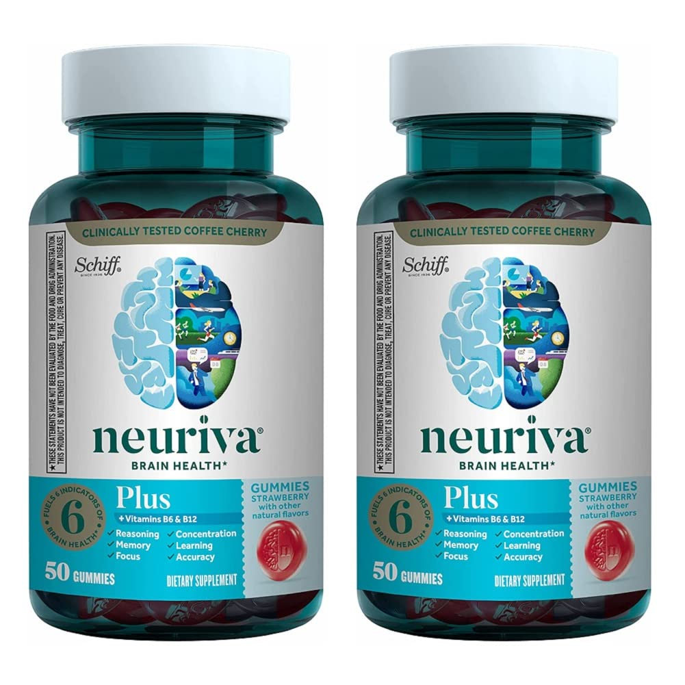 NEURIVA Plus strawberry gummies close-up for tasty support of focus and memory.