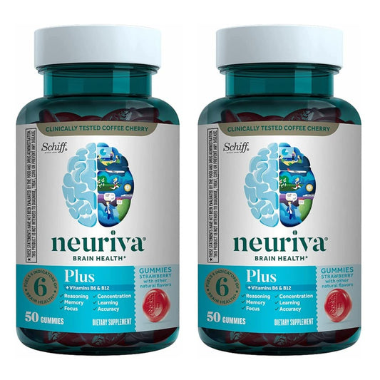 NEURIVA Plus strawberry gummies close-up for tasty support of focus and memory.