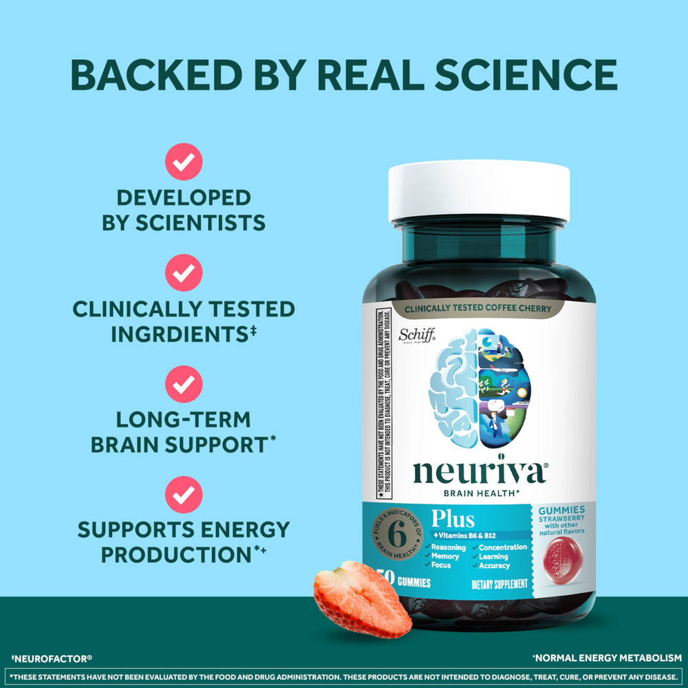 NEURIVA Plus decaf formulation badge indicates non-stimulant option