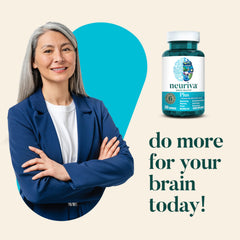 Neuriva Plus ingredients on label highlighting Neurofactor and B vitamins.