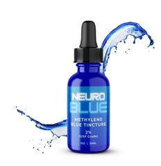 Neuro Blue 2% tincture bottle with dropper for precise dosing and focus.