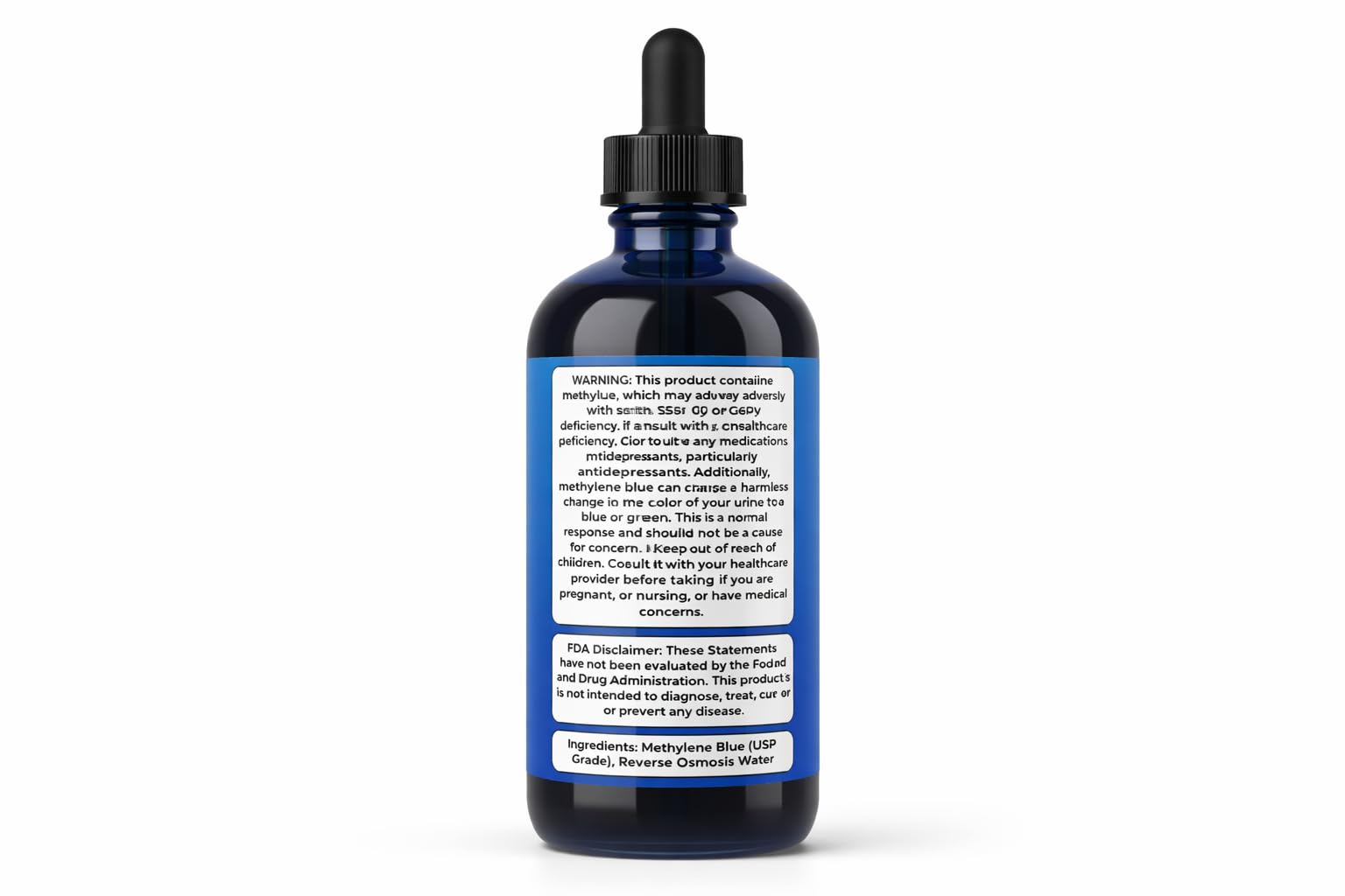 Neuro Blue 2% tincture front label for USP-grade formula aiding focus.