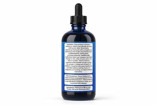 Neuro Blue 2% tincture front label for USP-grade formula aiding focus.