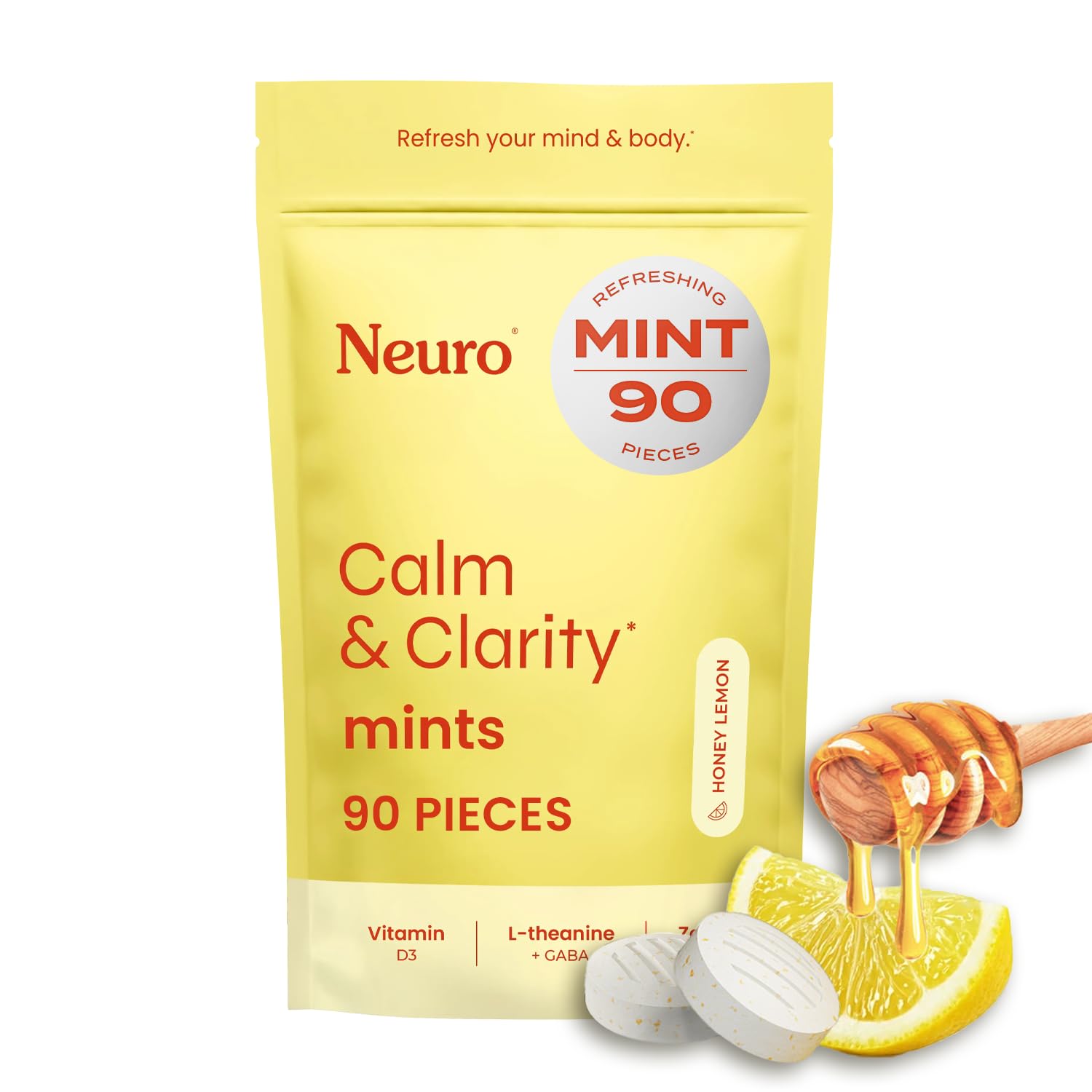 Neuro Calm and Clarity mints bottle front for on-the-go calm and focus