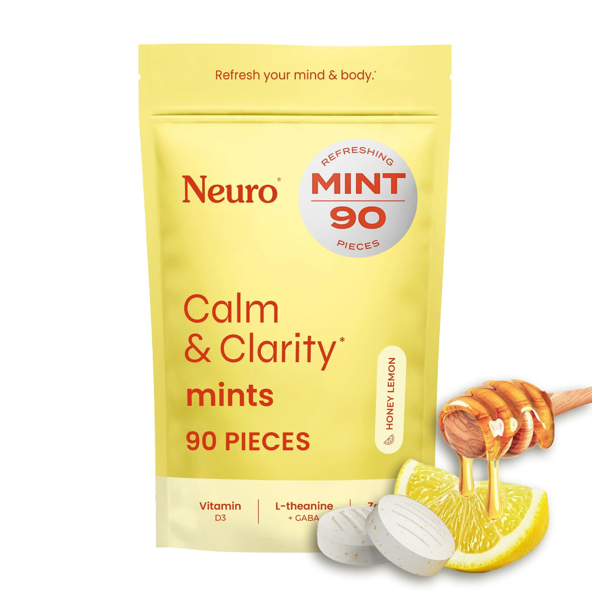 Neuro Calm and Clarity mints bottle front for on-the-go calm and focus