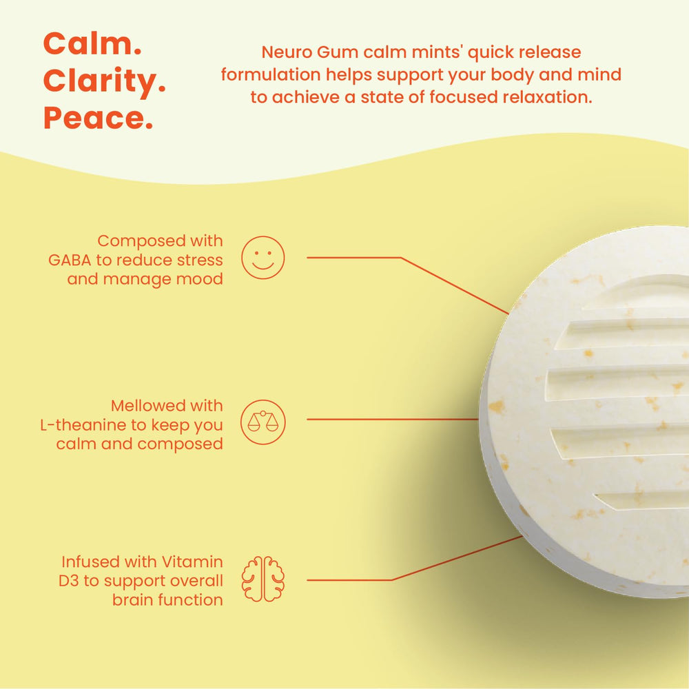 Neuro Calm and Clarity mints pack closeup highlighting vitamin D3 benefits