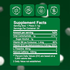 Neuro gum piece delivers 100 mg caffeine for quick alertness
