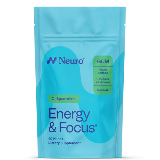 Neuro Energy & Focus Gum box front for quick focus on the go.
