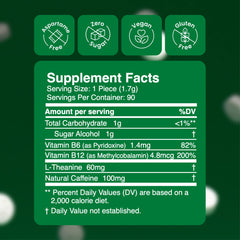 Close-up of Neuro Energy & Focus Gum piece highlighting chewable form