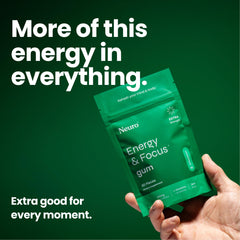 Neuro Energy & Focus Gum ready for preworkout use for a quick energy lift