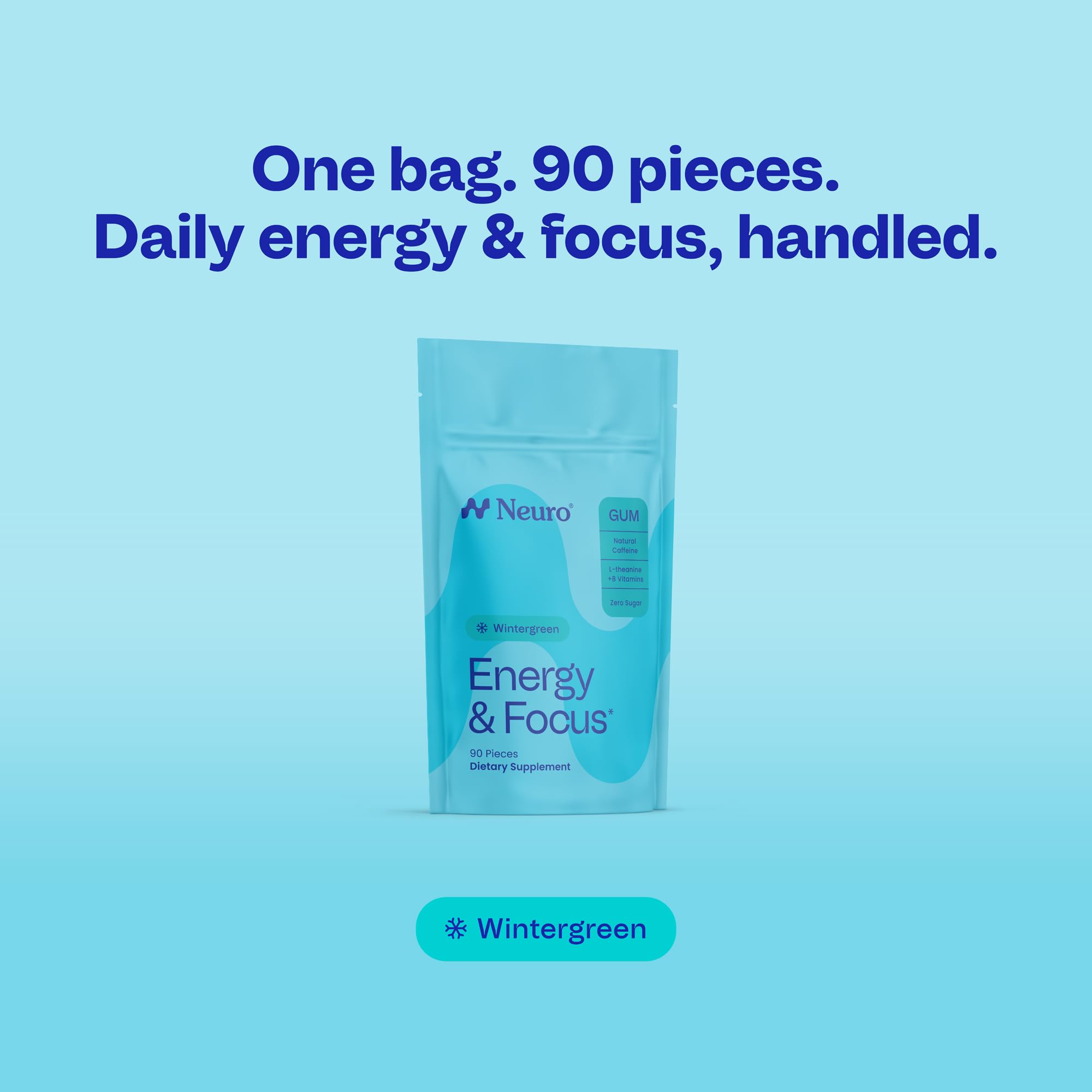 Neuro Energy & Focus Gum texture surface highlights smooth chew