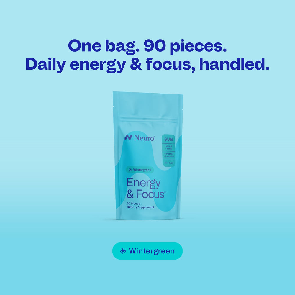 Neuro Energy & Focus Gum texture surface highlights smooth chew