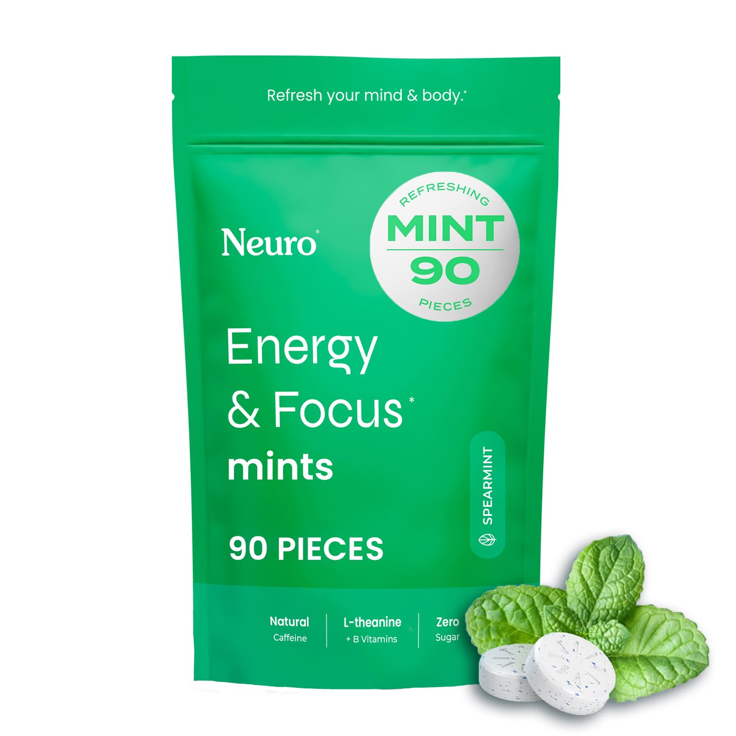Neuro Energy & Focus Mints pack front for clean, sugar-free energy