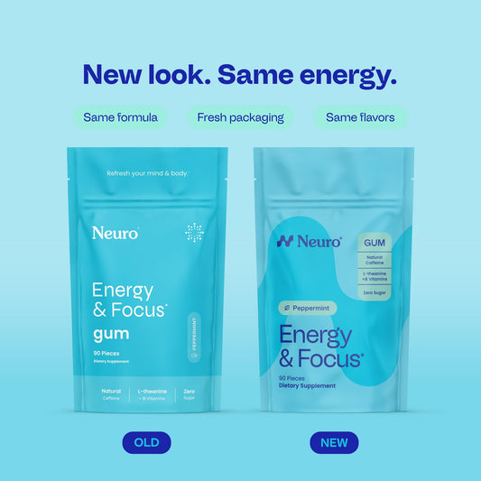 Neuro Energy Peppermint Gum Piece with smooth texture for quick energy