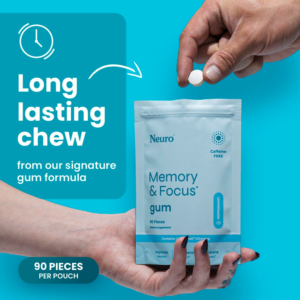 Neuro Memory & Focus Gum on office desk for on-demand clarity.