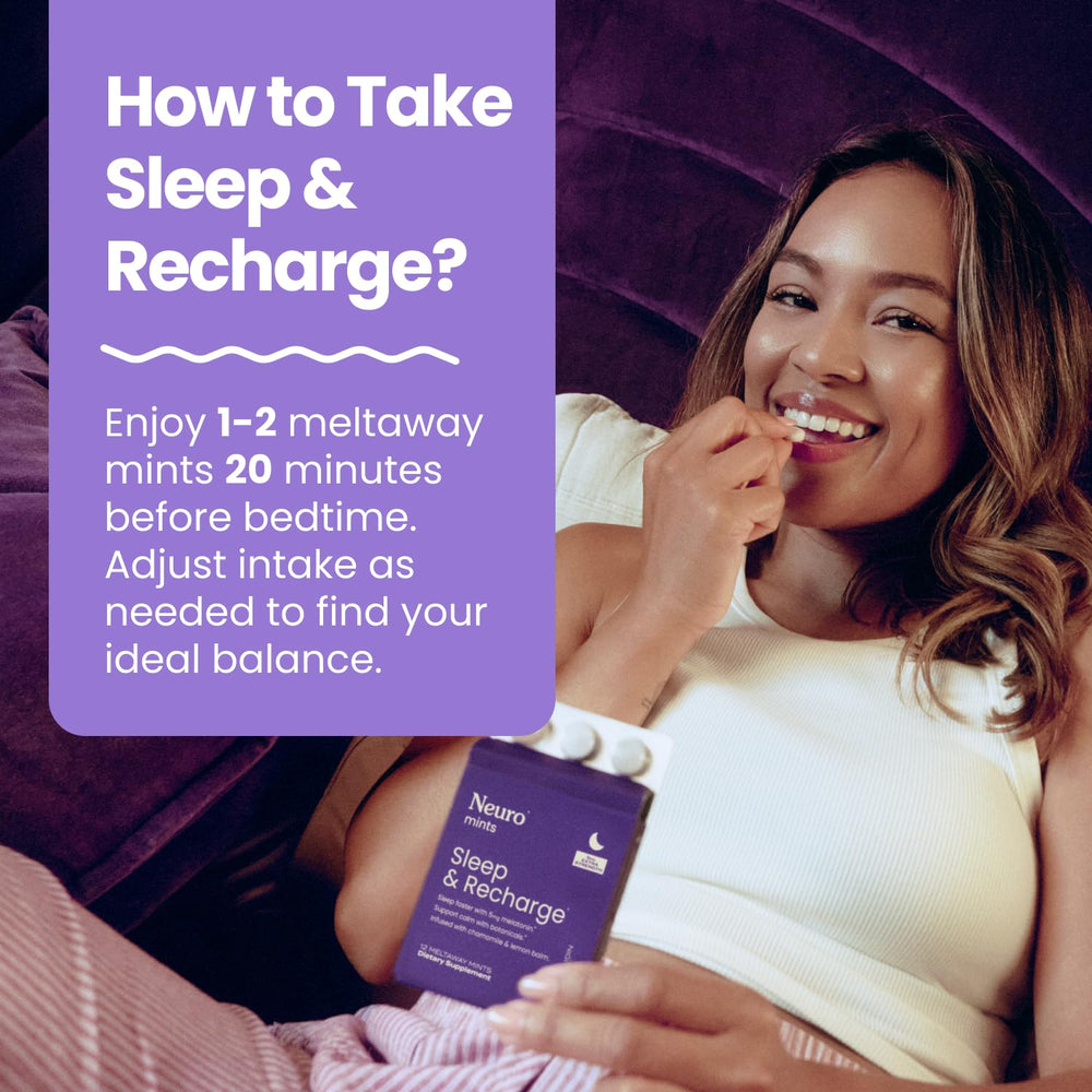 Night Berry Neuro Sleep Meltaway Mints 144-count bottle label.