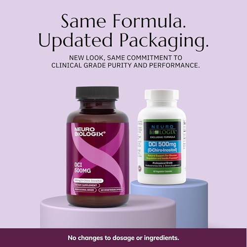 Label close-up on Neurobiologix D-Chiro Inositol highlights gluten-free and non-GMO features.