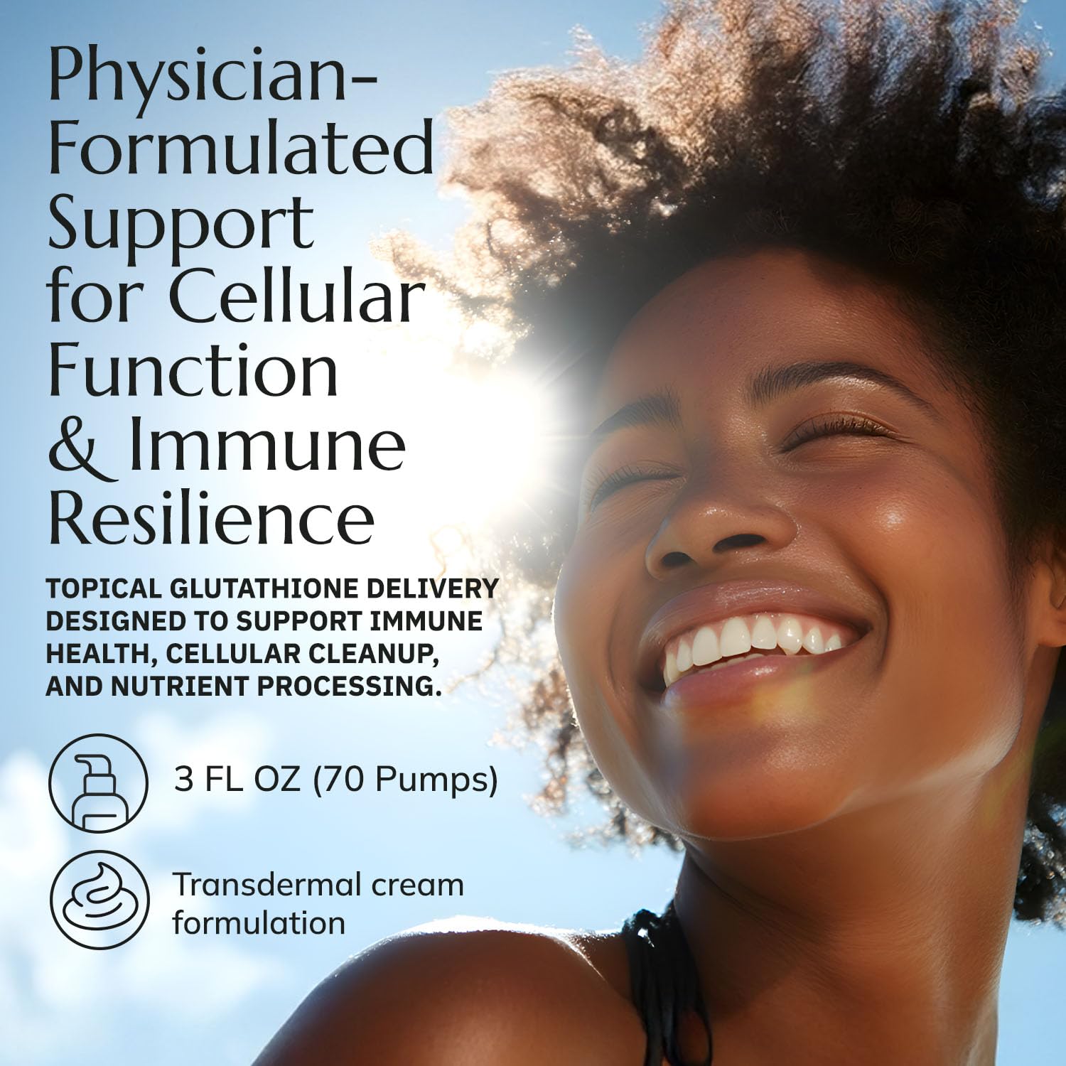 Neurobiologix Glutathione Topical Cream label closeup highlighting premium formula for skin nourishment