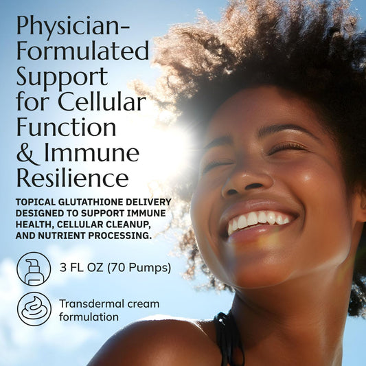 Neurobiologix Glutathione Topical Cream label closeup highlighting premium formula for skin nourishment