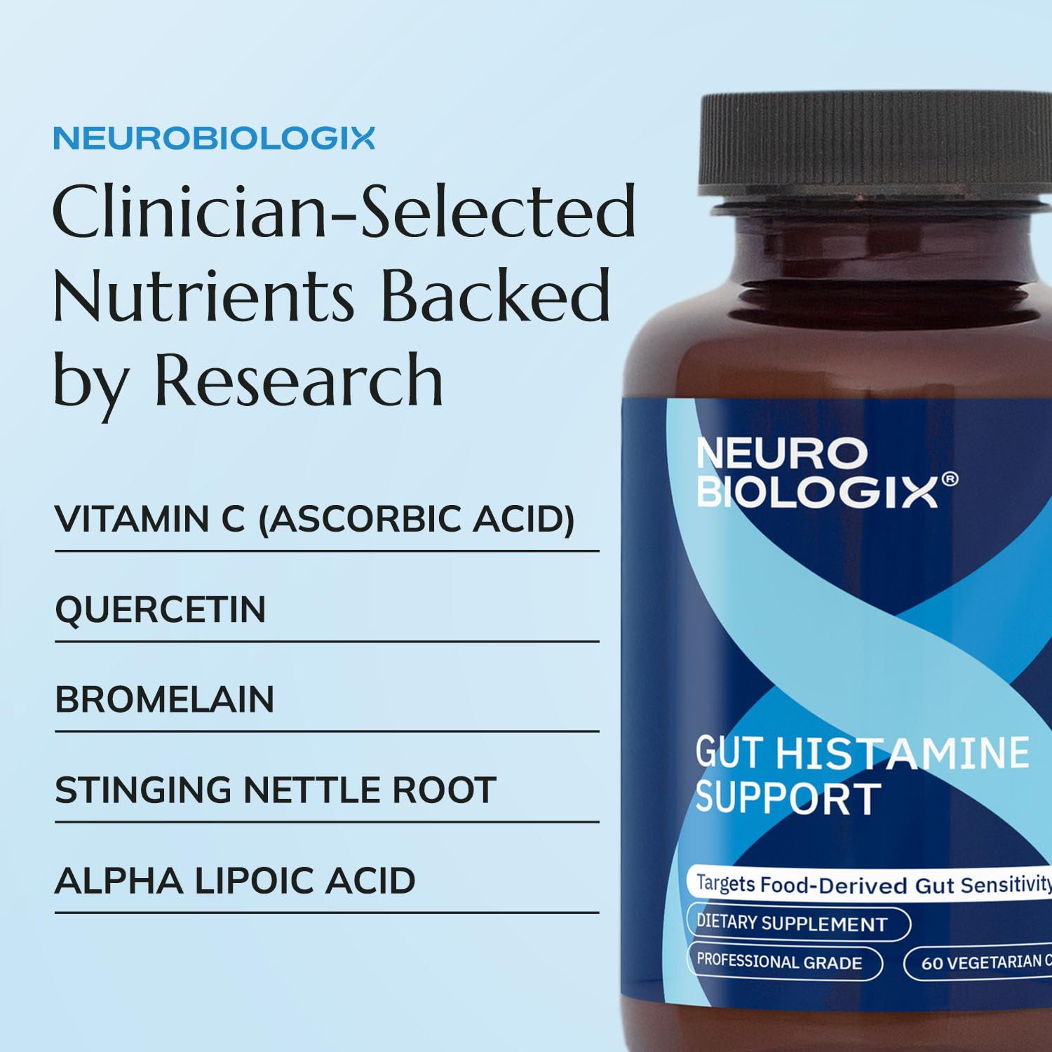 Capsules closeup of Neurobiologix Gut Histamine Support showing capsule texture