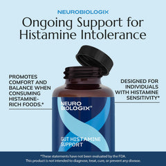 Vegan-friendly icon on Neurobiologix Gut Histamine Support packaging