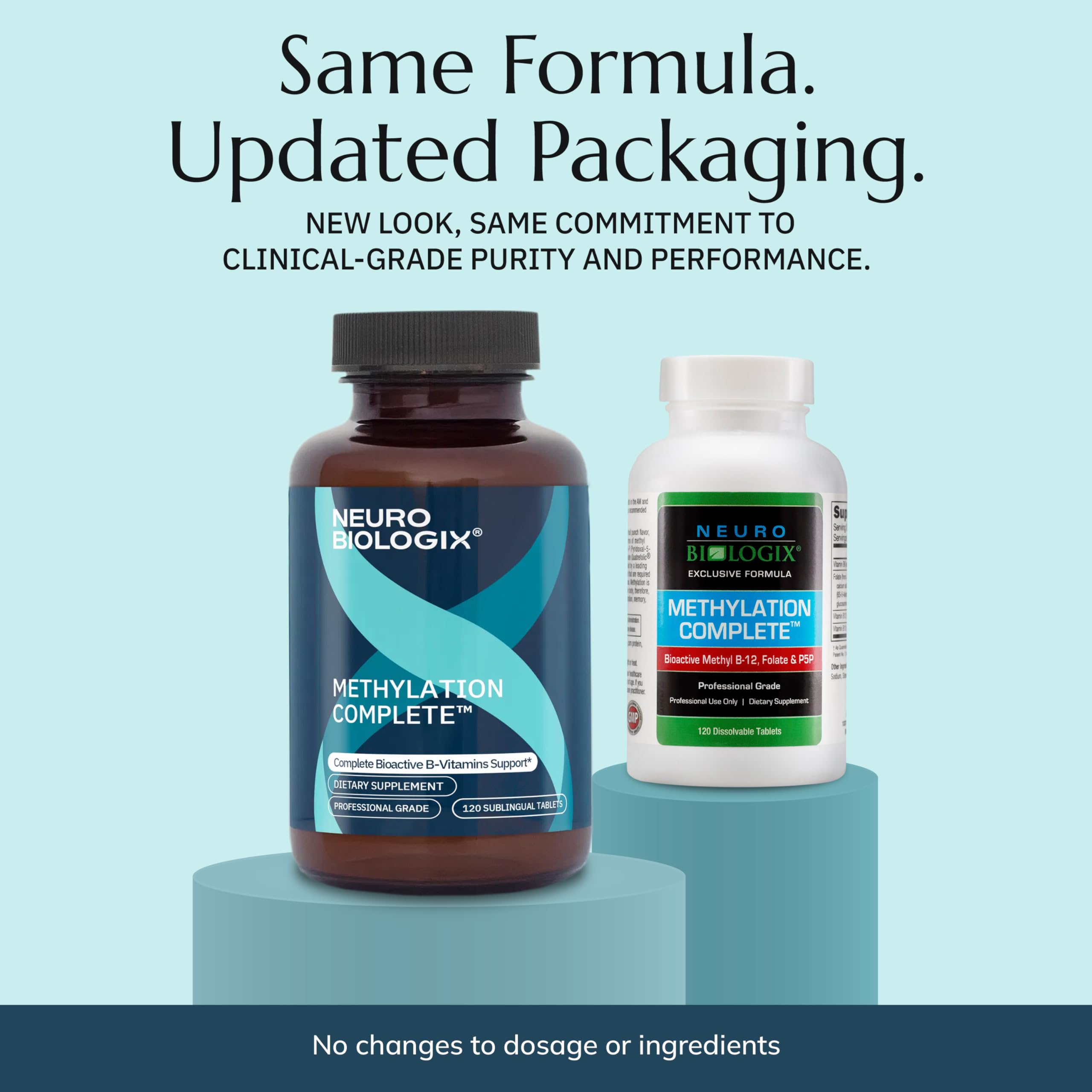 Neurobiologix Methylation Complete tablets close-up highlighting chewable form.