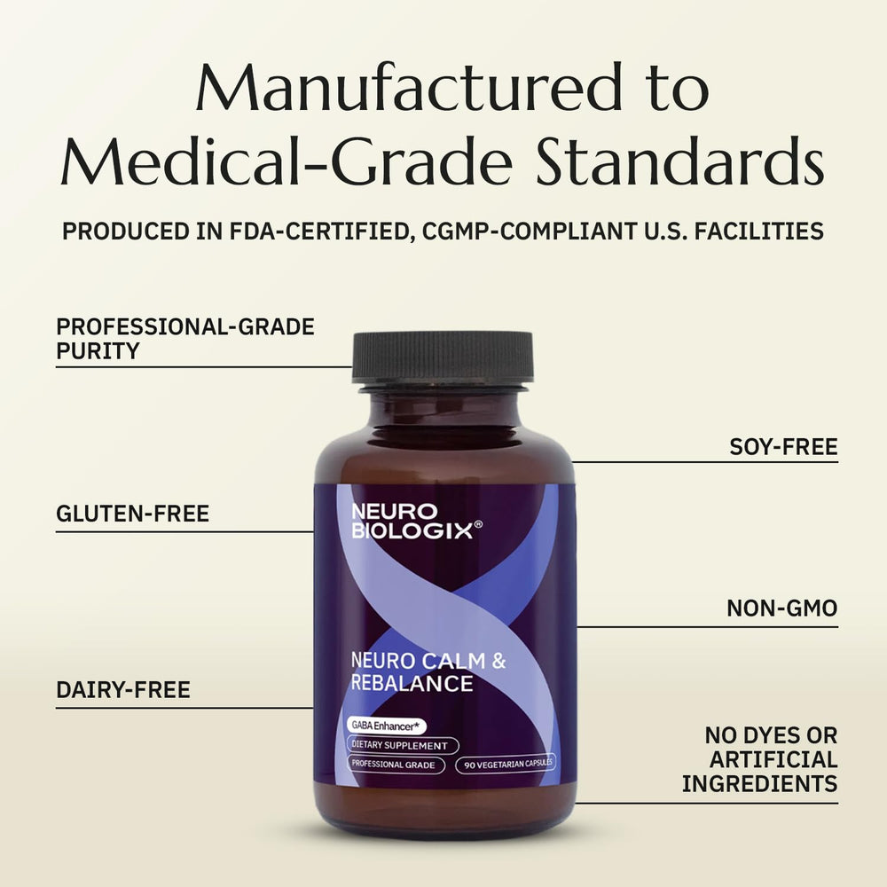 Neurobiologix Neuro Calm Rebalance gluten-free seal on packaging