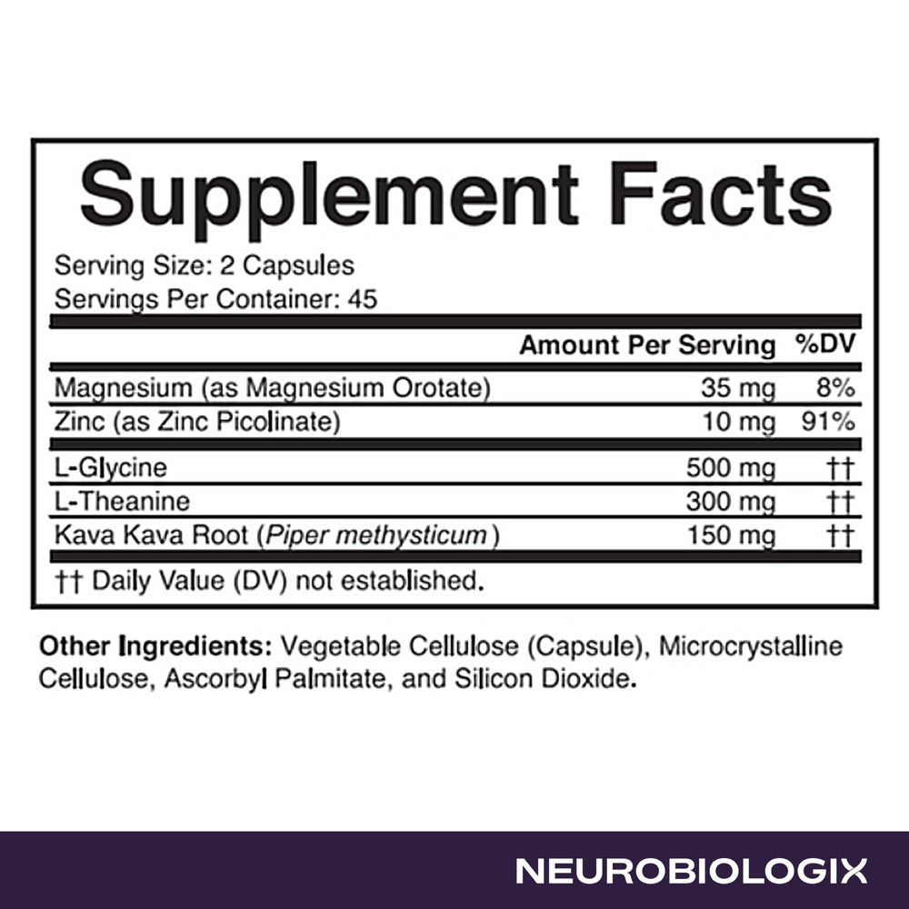 Neurobiologix Neuro Calm Rebalance kava kava root capsule visual